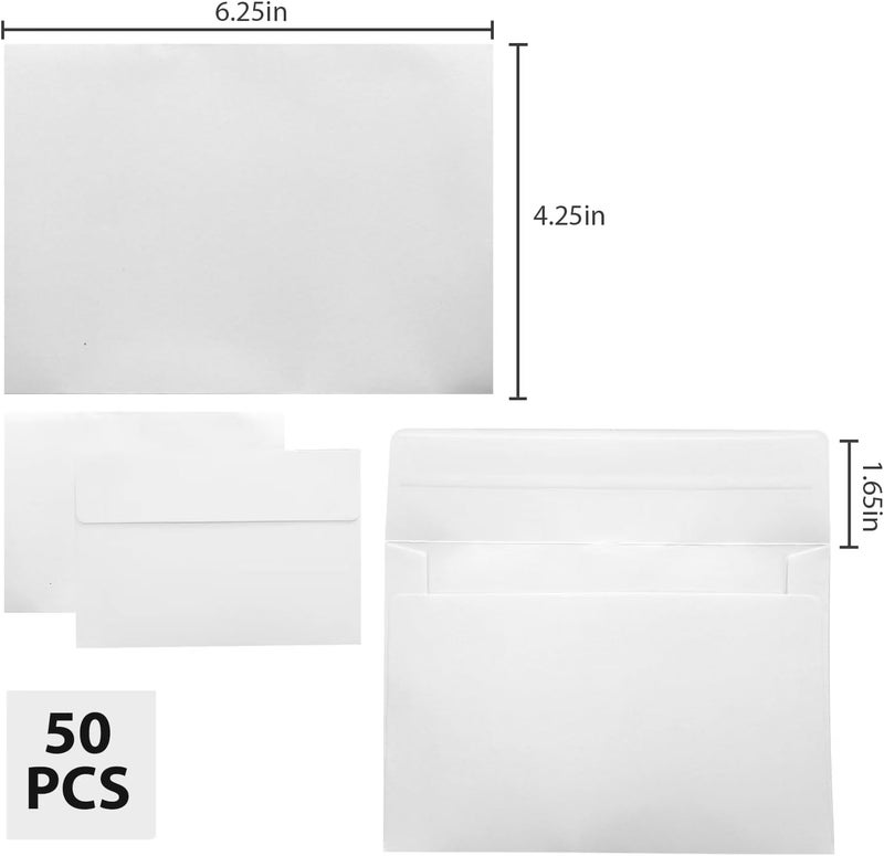 xflyxin 50 Pack White A4 Envelopes - 4x6 Envelopes for Invitations - Printable, Self-Sealing for Photos, Cards, Mailings - Wedding Occasion - Image 2